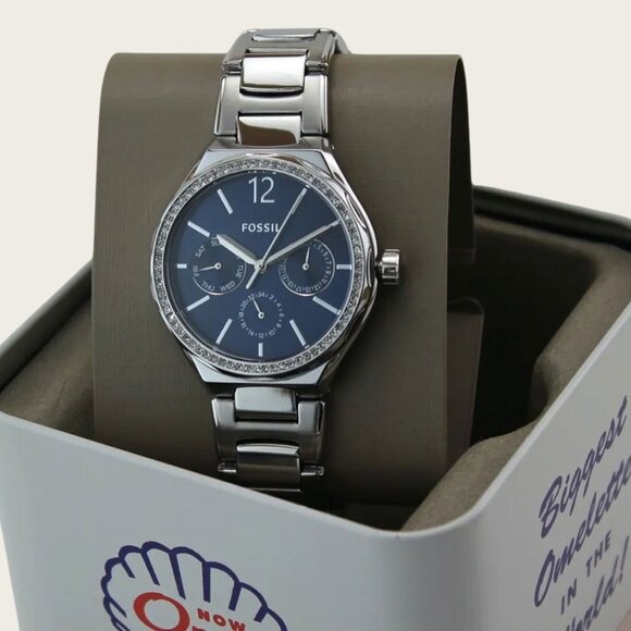 Fossil BQ3720 Multi function Silver Tone Stainless Steel Blue Dial Watch - Picture 5 of 5
